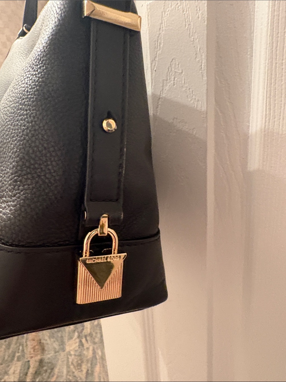 Michael Kors Black Pebble Leather Shoulder Bag with Gold Hardware - Picture 2 of 5